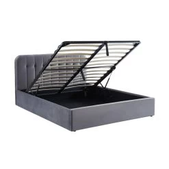 Lit Coffre ANDRE Velours Gris Anthracite 160x200 Sommier Inclus -Canapé Rêve Promos Magasin andreco160veant lit coffre 160 velours gris anthracite 7