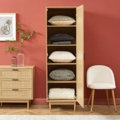 Armoire AMANA Effet Chêne Et Cannage Rotin 1 Porte H180cm 8 Armoire AMANA Effet Chêne Et Cannage Rotin 1 Porte H180cm -Canapé Rêve Promos Magasin armoire amana effet chene et cannage rotin 1 porte h180cm 1