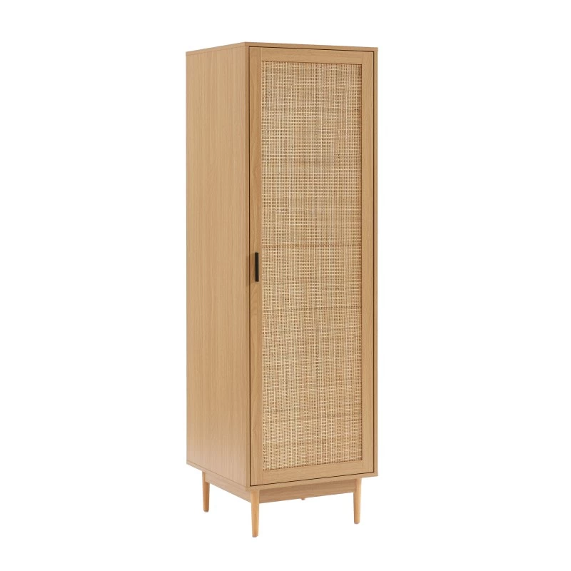Armoire AMANA Effet Chêne Et Cannage Rotin 1 Porte H180cm 4 Armoire AMANA Effet Chêne Et Cannage Rotin 1 Porte H180cm – Image 4