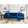 Canapé D'angle AROMA Convertible Velours Bleu 5 Places