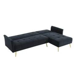 Canapé D'angle AROMA Convertible Velours Noir 5 Places 9 Canapé D'angle AROMA Convertible Velours Noir 5 Places -Canapé Rêve Promos Magasin aromaancvvvnr canape 5 places 2