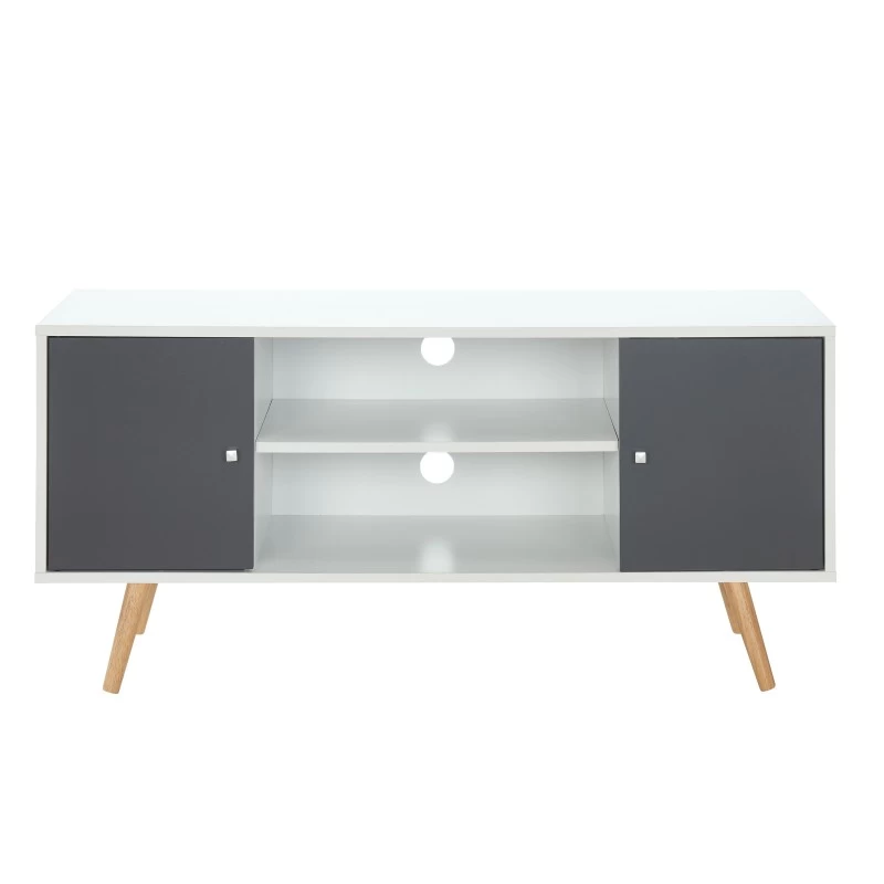 Meuble Tv BABETTE Blanc Et Gris Anthracite 116cm 3 Meuble Tv BABETTE Blanc Et Gris Anthracite 116cm – Image 3