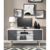 Meuble Tv BABETTE Blanc Et Gris Anthracite 116cm