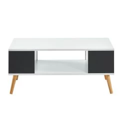 Table Basse BABETTE Blanc Et Gris Anthracite 2 Niches -Canapé Rêve Promos Magasin babette 12 table basse 2