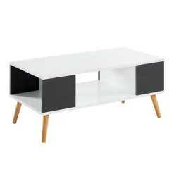 Table Basse BABETTE Blanc Et Gris Anthracite 2 Niches -Canapé Rêve Promos Magasin babette 12 table basse 3
