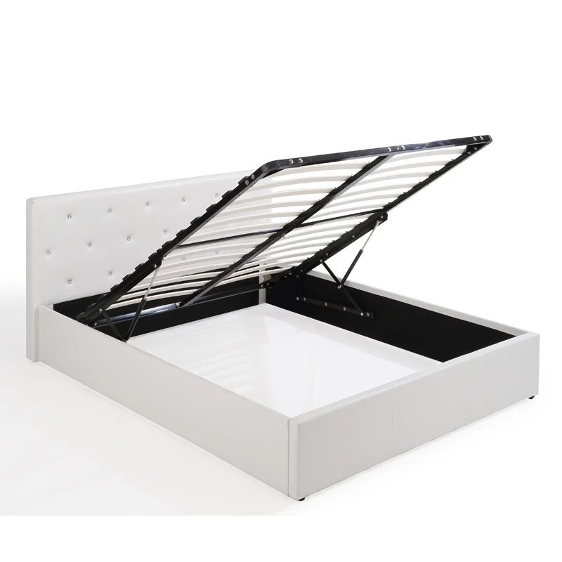 Lit Coffre BAHIA Simili Blanc 140x190 Sommier Inclus 4 Lit Coffre BAHIA Simili Blanc 140x190 Sommier Inclus – Image 4