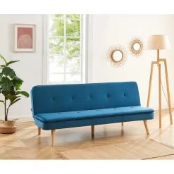 Banquette ELIO Convertible Velours Bleu 3 Places