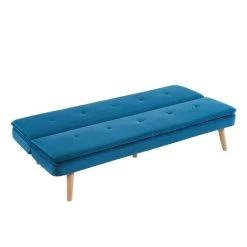Banquette ELIO Convertible Velours Bleu 3 Places 9 Banquette ELIO Convertible Velours Bleu 3 Places -Canapé Rêve Promos Magasin banquette elio convertible velours bleu 3 places 3