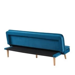 Banquette ELIO Convertible Velours Bleu 3 Places 10 Banquette ELIO Convertible Velours Bleu 3 Places -Canapé Rêve Promos Magasin banquette elio convertible velours bleu 3 places 4