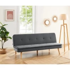 Banquette ELIO Convertible Velours Gris 3 Places