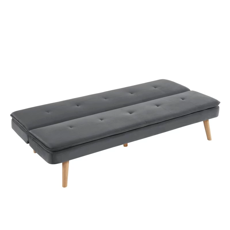 Banquette ELIO Convertible Velours Gris 3 Places 4 Banquette ELIO Convertible Velours Gris 3 Places – Image 4
