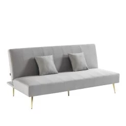 Banquette LINA Convertible Velours Gris Clair 3 Places -Canapé Rêve Promos Magasin banquette lina convertible velours gris clair 3 places 2