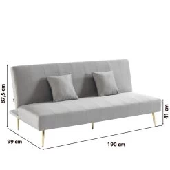Banquette LINA Convertible Velours Gris Clair 3 Places -Canapé Rêve Promos Magasin banquette lina convertible velours gris clair 3 places 6