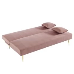 Banquette LINA Convertible Velours Rose Poudré 3 Places -Canapé Rêve Promos Magasin banquette lina convertible velours rose poudre 3 places 3