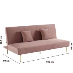 Banquette LINA Convertible Velours Rose Poudré 3 Places -Canapé Rêve Promos Magasin banquette lina convertible velours rose poudre 3 places 6