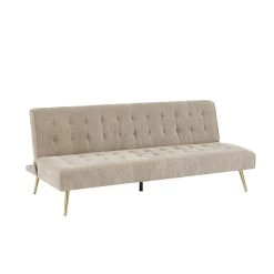 Banquette NINO Convertible Velours Côtelé Beige -Canapé Rêve Promos Magasin banquette nino convertible velours cotele beige 2