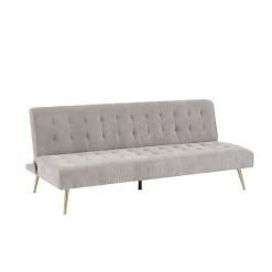 Banquette NINO Convertible Velours Côtelé Gris Clair -Canapé Rêve Promos Magasin banquette nino convertible velours cotele grege 2