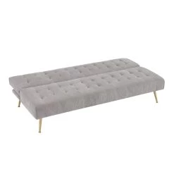 Banquette NINO Convertible Velours Côtelé Gris Clair -Canapé Rêve Promos Magasin banquette nino convertible velours cotele grege 3