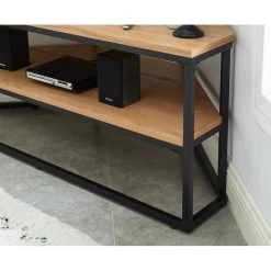 Meuble Tv D'angle BRIXTON Placage Frêne 2 étagères 120cm -Canapé Rêve Promos Magasin brixton09 meuble tv 2 etageres bois et noir 3