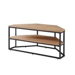 Meuble Tv D'angle BRIXTON Placage Frêne 2 étagères 120cm -Canapé Rêve Promos Magasin brixton09 meuble tv 2 etageres bois et noir 4