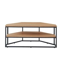 Meuble Tv D'angle BRIXTON Placage Frêne 2 étagères 120cm -Canapé Rêve Promos Magasin brixton09 meuble tv 2 etageres bois et noir 5