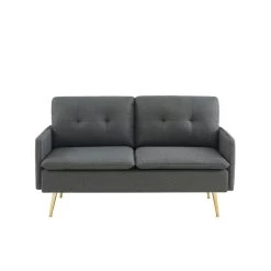 Canapé Droit ADAM Fixe Tissu Anthracite -Canapé Rêve Promos Magasin canape adam tissu anthracite pied en metal dore 2 pl 1