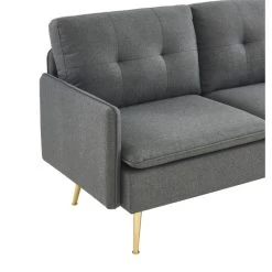 Canapé Droit ADAM Fixe Tissu Anthracite -Canapé Rêve Promos Magasin canape adam tissu anthracite pied en metal dore 2 pl 4