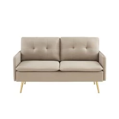 Canapé Droit ADAM Fixe Tissu Grège -Canapé Rêve Promos Magasin canape adam tissu grege pied en metal dore 2 pl 1