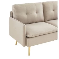 Canapé Droit ADAM Fixe Tissu Grège -Canapé Rêve Promos Magasin canape adam tissu grege pied en metal dore 2 pl 4