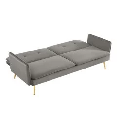 Canapé Droit ADAM Convertible Velours Anthracite -Canapé Rêve Promos Magasin canape adam velours anthracite pied en metal dore 3 pl 3