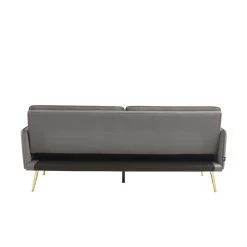 Canapé Droit ADAM Convertible Velours Anthracite -Canapé Rêve Promos Magasin canape adam velours anthracite pied en metal dore 3 pl 4
