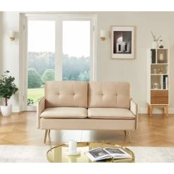 Canapé Droit ADAM Fixe Velours Beige