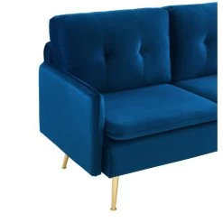 Canapé Droit ADAM Fixe Velours Bleu Marine -Canapé Rêve Promos Magasin canape adam velours bleu marine pied en metal dore 2 pl 4