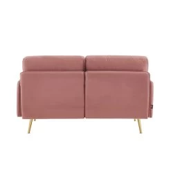 Canapé Droit ADAM Fixe Velours Rose Poudré -Canapé Rêve Promos Magasin canape adam velours rose poudre pied en metal dore 2 pl 3