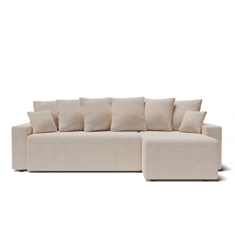 Canapé D'angle ALMA Convertible Tissu Beige 4 Places 2 Canapé D'angle ALMA Convertible Tissu Beige 4 Places – Image 2