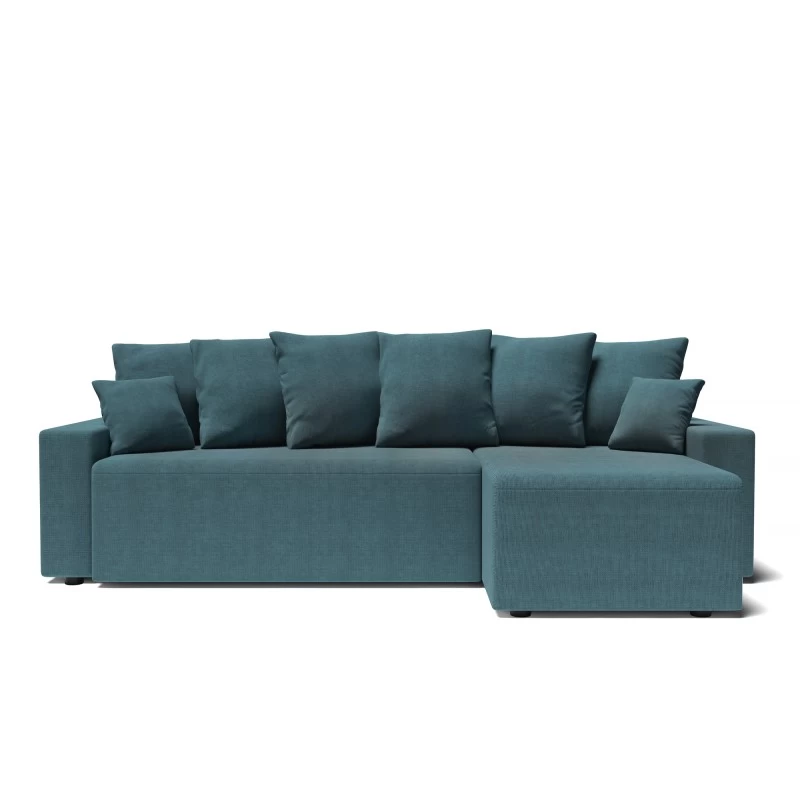 Canapé D'angle ALMA Convertible Tissu Bleu Paon 4 Places 2 Canapé D'angle ALMA Convertible Tissu Bleu Paon 4 Places – Image 2