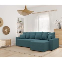 Canapé D'angle ALMA Convertible Tissu Bleu Paon 4 Places 18 Canapé D'angle ALMA Convertible Tissu Bleu Paon 4 Places -Canapé Rêve Promos Magasin canape angle alma convertible tissu bleu paon 4 places 8