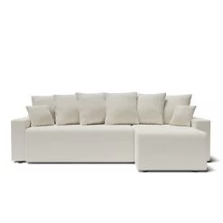 Canapé D'angle ALMA Convertible Tissu Bouclette Blanc 4 Places -Canapé Rêve Promos Magasin canape angle alma convertible tissu bouclette blanc 4 places 1