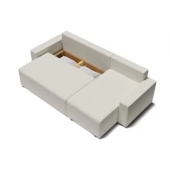 Canapé D'angle ALMA Convertible Tissu Bouclette Blanc 4 Places -Canapé Rêve Promos Magasin canape angle alma convertible tissu bouclette blanc 4 places 4