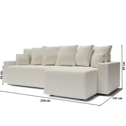 Canapé D'angle ALMA Convertible Tissu Bouclette Blanc 4 Places -Canapé Rêve Promos Magasin canape angle alma convertible tissu bouclette blanc 4 places 8