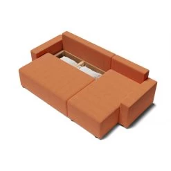 Canapé D'angle ALMA Convertible Tissu Rouille 4 Places -Canapé Rêve Promos Magasin canape angle alma convertible tissu rouille 4 places 4