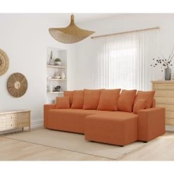 Canapé D'angle ALMA Convertible Tissu Rouille 4 Places -Canapé Rêve Promos Magasin canape angle alma convertible tissu rouille 4 places 8