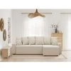 Canapé D'angle ALMA Convertible Velours Côtelé Beige 4 Places