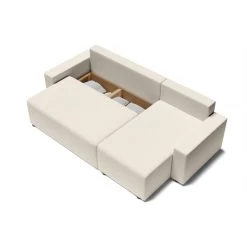 Canapé D'angle ALMA Convertible Velours Côtelé Beige 4 Places -Canapé Rêve Promos Magasin canape angle alma convertible velours cotele beige 4 places 4