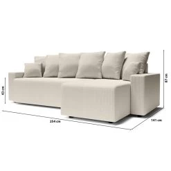 Canapé D'angle ALMA Convertible Velours Côtelé Beige 4 Places -Canapé Rêve Promos Magasin canape angle alma convertible velours cotele beige 4 places 9