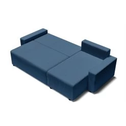 Canapé D'angle ALMA Convertible Velours Côtelé Bleu Cobalt 4 Places -Canapé Rêve Promos Magasin canape angle alma convertible velours cotele bleu cobalt 4 places 3