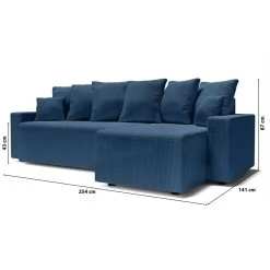 Canapé D'angle ALMA Convertible Velours Côtelé Bleu Cobalt 4 Places -Canapé Rêve Promos Magasin canape angle alma convertible velours cotele bleu cobalt 4 places 9
