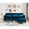 Canapé D'angle IDAHO En Velours Bleu Fixe