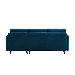 Canapé D'angle IDAHO En Velours Bleu Fixe -Canapé Rêve Promos Magasin canape angle idaho velours bleu angle fixe 3