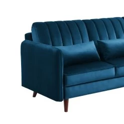 Canapé D'angle IDAHO En Velours Bleu Fixe -Canapé Rêve Promos Magasin canape angle idaho velours bleu angle fixe 4